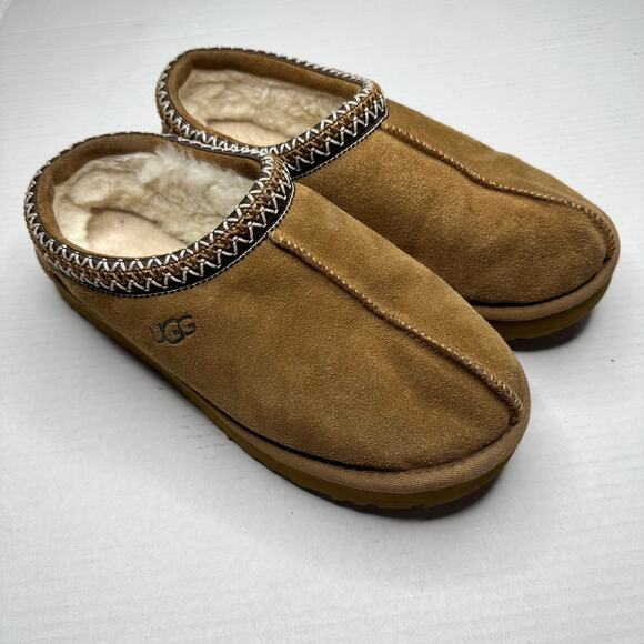 Sz 10 UGG Tasman Slippers Chestnut Brown Suede Shearling Classic Slip-On Cozy - Picture 3 of 10